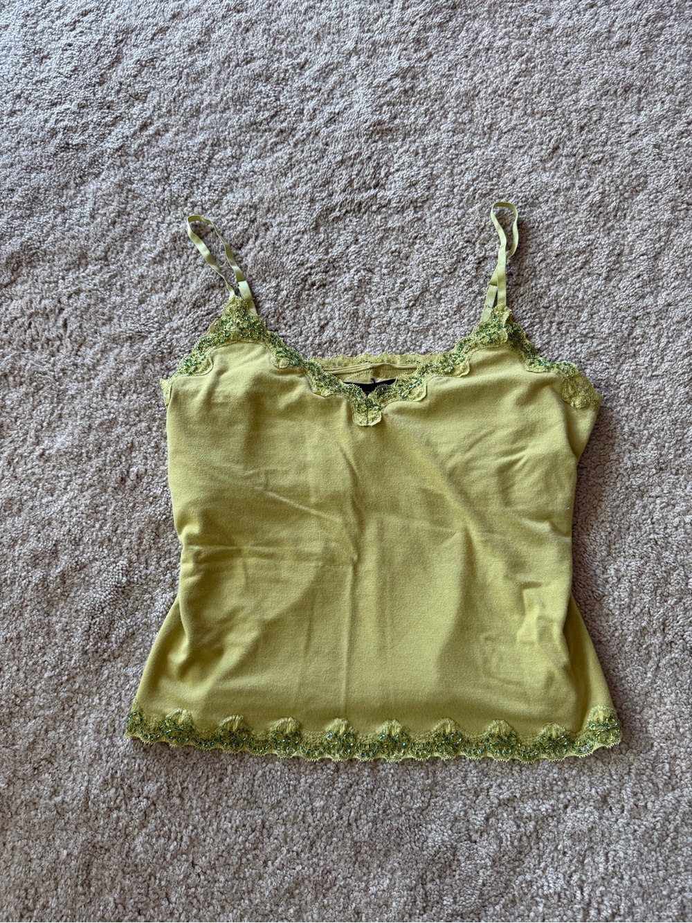 Context Olive Green Lace-Trim Camisole Large